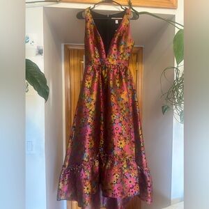 Hutch Rosario Multicolor Floral Jacquard High Low Dress Size 0 NWT